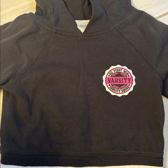 Girls Danskin Black Hooded Sweatshirt with Pink Varsity Patch - Picture 2 of 8